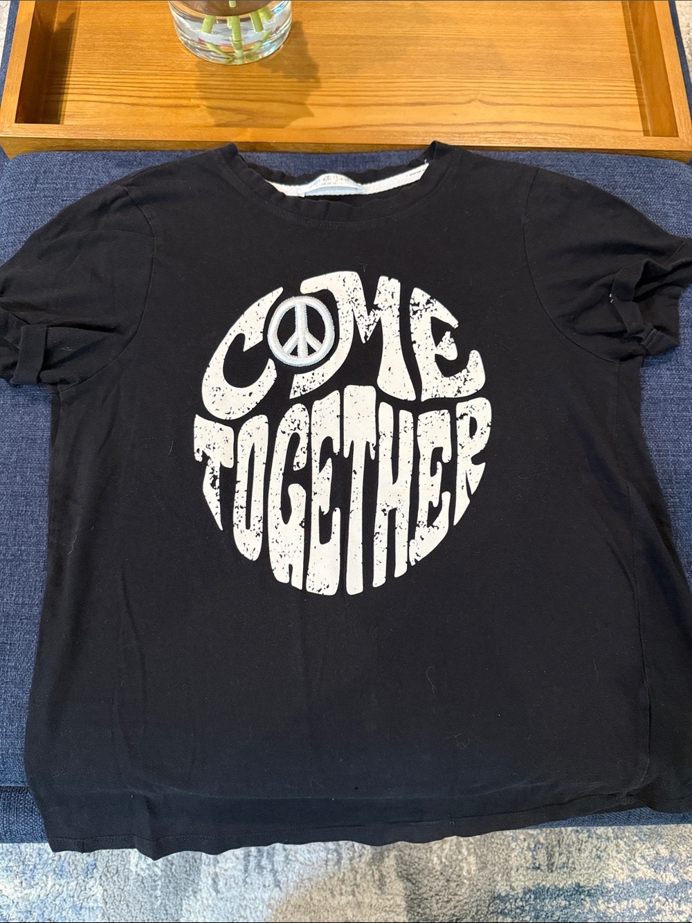 Kids Black "Come Together" Graphic Tee Crop Style